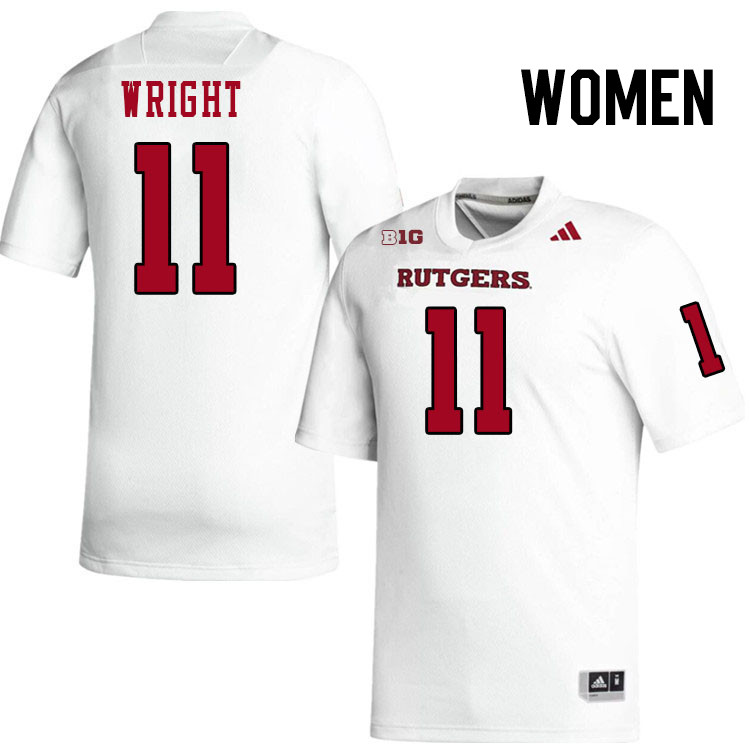 Women #11 Abram Wright Rutgers Scarlet Knights 2024 College Football Jerseys Stitched-White